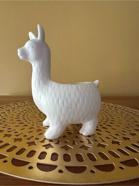 White Ceramic Llama Planter - Home Art Accent